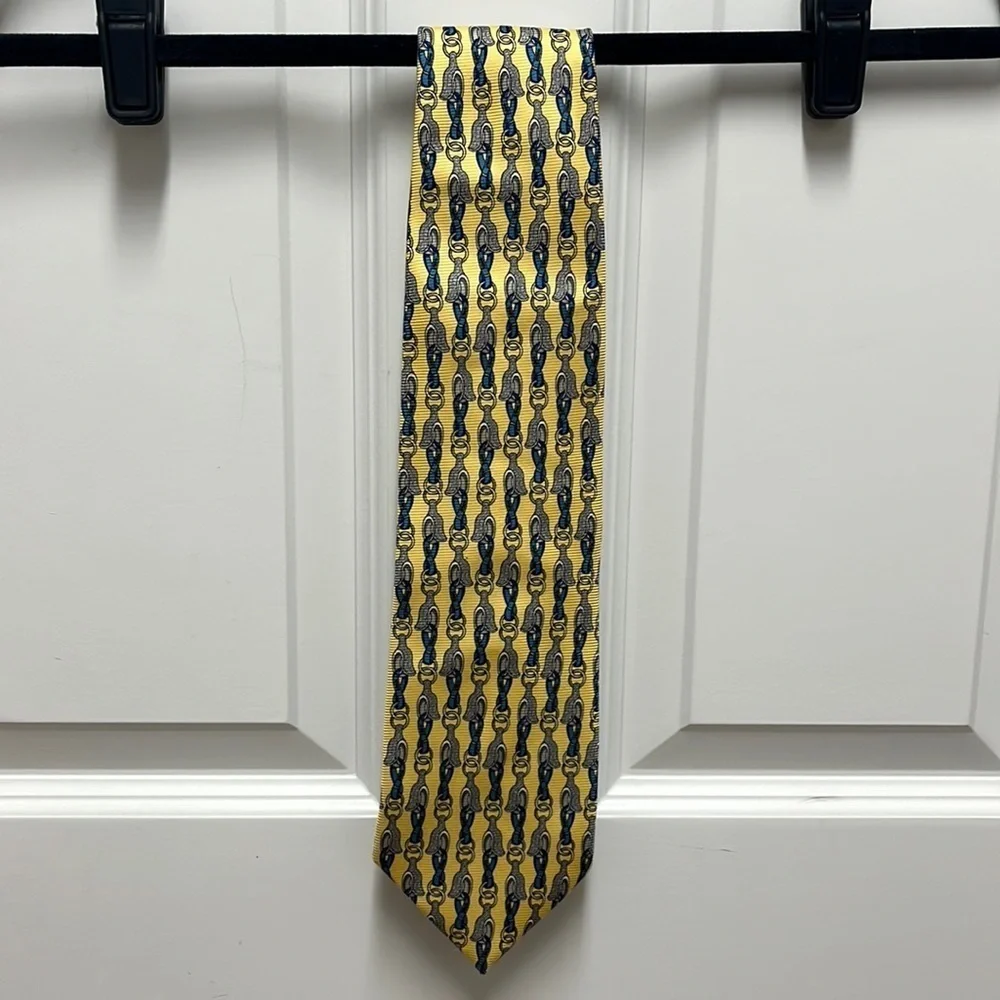 Paolo Gucci Classico Yellow and Blue Equestrian Tie